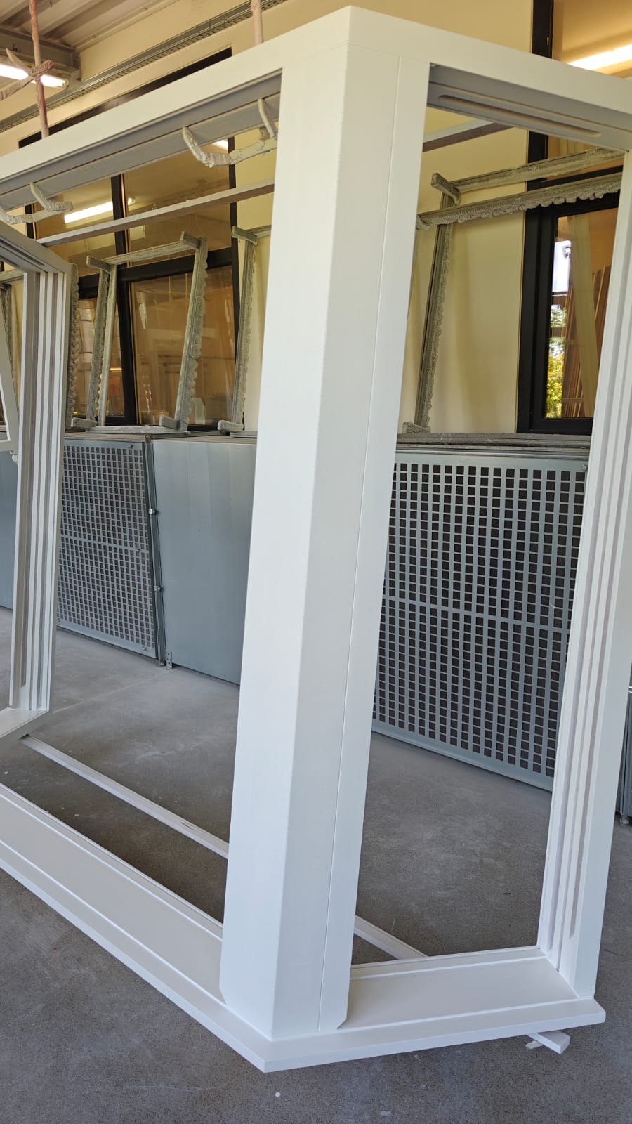 Accoya timber window frame in the workshop